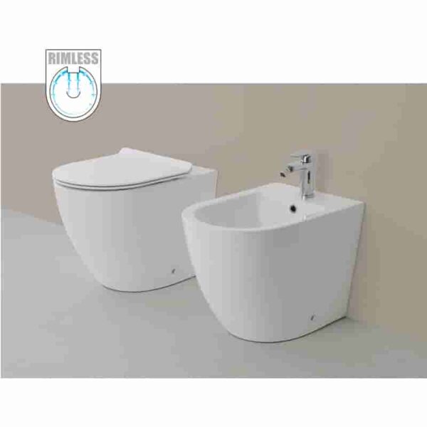 BIDET A TERRA FILO PARETE SERIE T - immagine 1