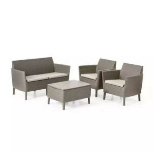 SALOTTINO SALEMO LOUNGE SET CAPPUCCINO+TAVOLO CONTENITORE