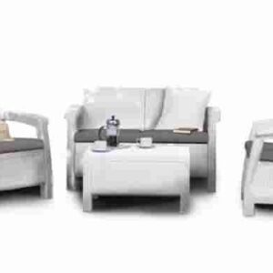 SALOTTO  RATTAN 2 SEDIE 1 DIVANO 1 TAVOLINO BIANCO +CUSC.