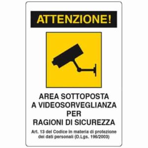TARGA "AREA SOTTO VIDEOSORVEGL." 300X200 ALL.