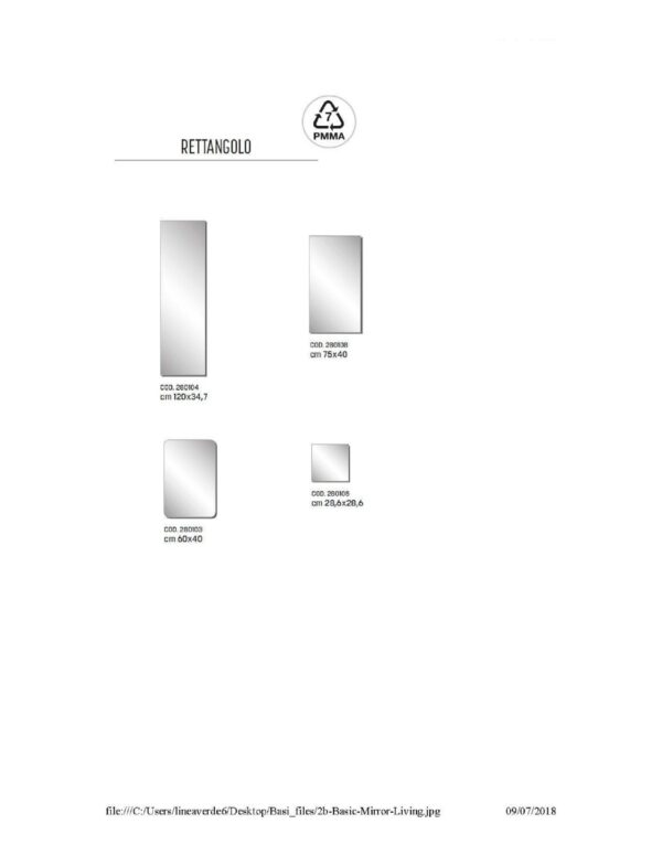 SPECCHIO ACRILICO P/ARMADIO 34,7X0,3X120 CM - immagine 2