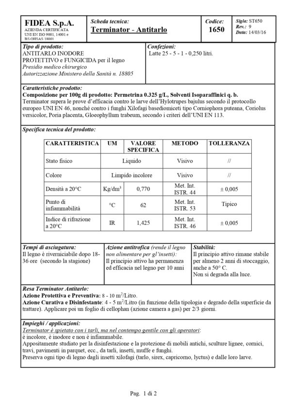 ANTITARLO TERMINATOR 1000 ML - immagine 2