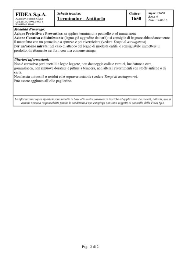 ANTITARLO TERMINATOR 1000 ML - immagine 3