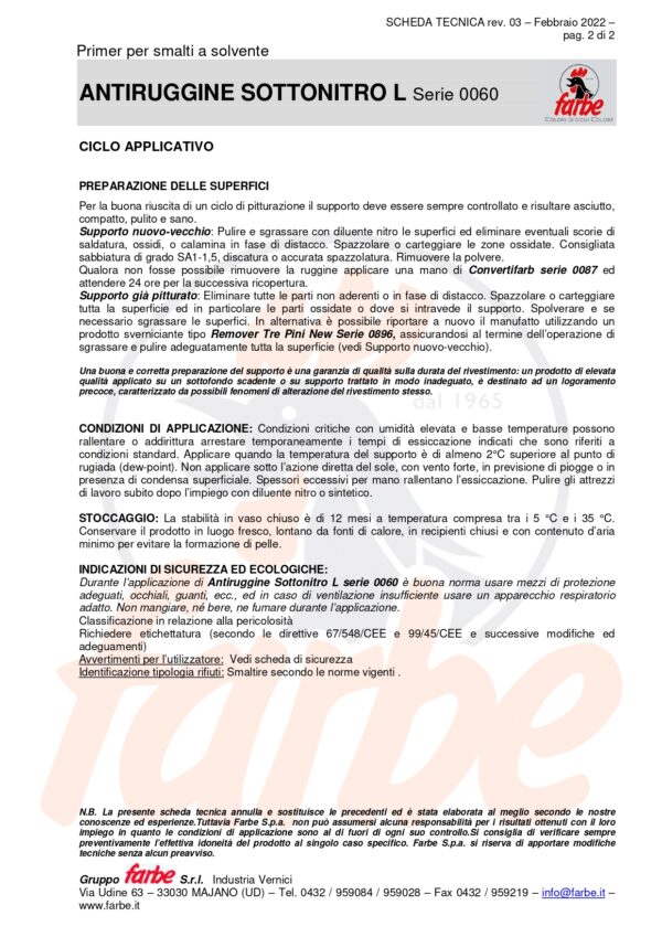 ANTIRUGGINE SOTTONITRO FERROFARB L GRIGIO 7035 LT  2.5 NORUST - immagine 3