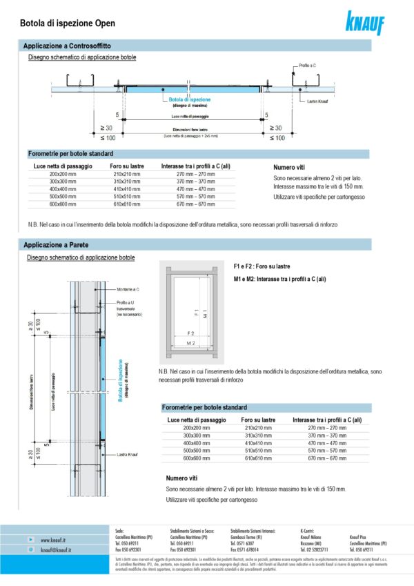 BOTOLA DI ISPEZIONE OPEN SP. 12,5 MM 500X500 MM - immagine 3