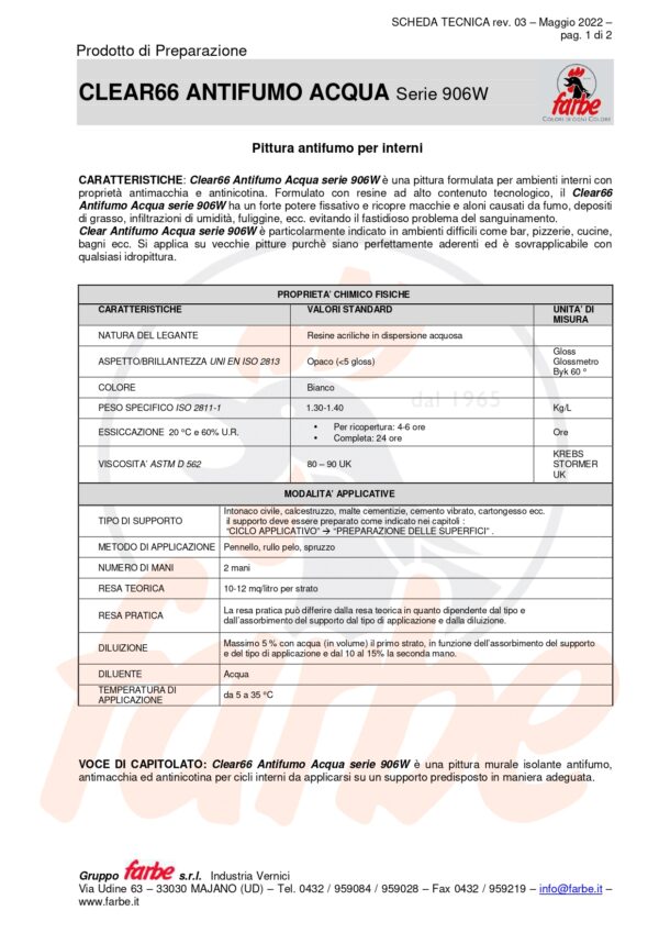 CLEAR66 ANTIFUMO ACQUA BIANCO LT  0.750 - immagine 2