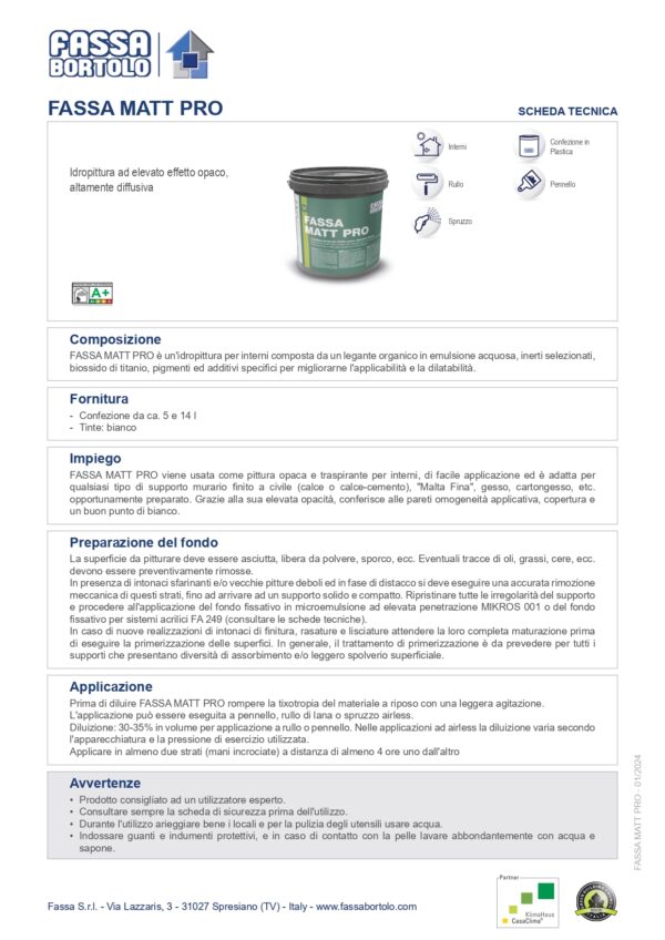 FASSA MATT PRO BIANCO 14 LT - immagine 2
