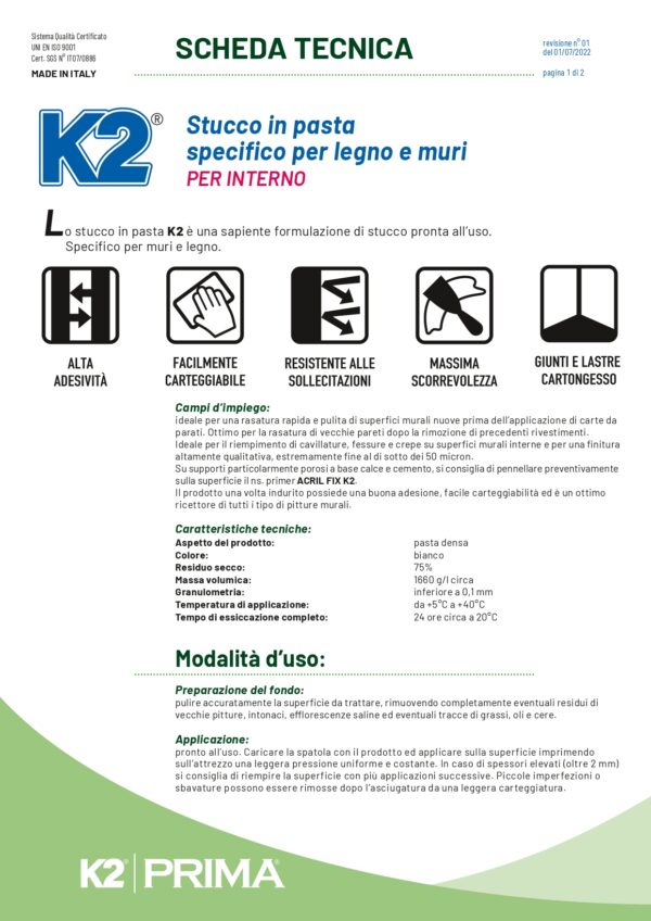 STUCCO PRONTO K2 NOCE SCURO  DA 0,500 KG - immagine 2