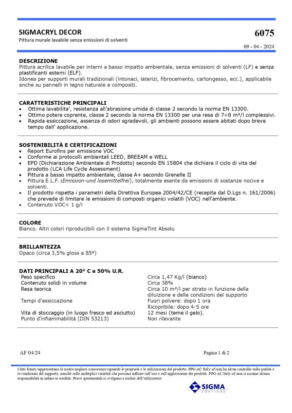SIGMACRYL DECOR BIANCO L 1 MATT - immagine 2
