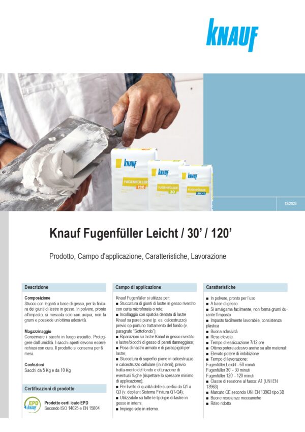 FUGENFLLER LEICHT 5 KG STUCCO PER GIUNTI - immagine 2
