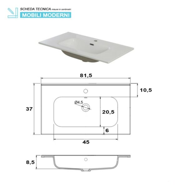 COMPLETO BAGNO 90CM CURVO MAIORI NOCE CANALETTO - immagine 2