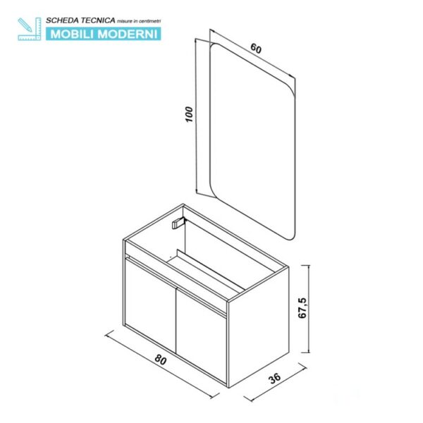 COMPLETO BAGNO 90CM CURVO MAIORI NOCE CANALETTO - immagine 3