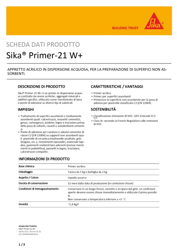 SIKAPRIMER -  21W  2  KG - immagine 2