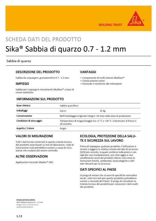 SABBIA DI QUARZO 0.3-0.9 MM 25K - immagine 2