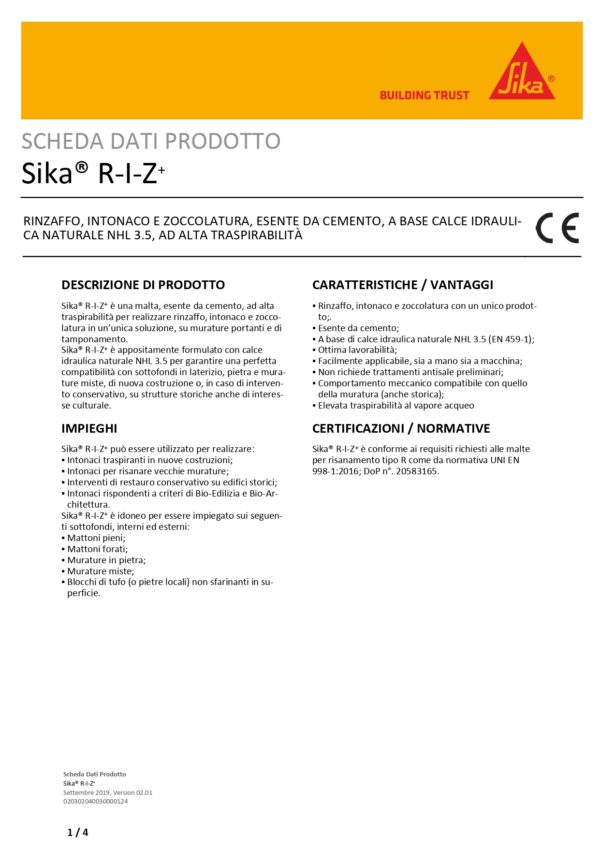 SIKA RIZ INTONACO 25 KG - immagine 2