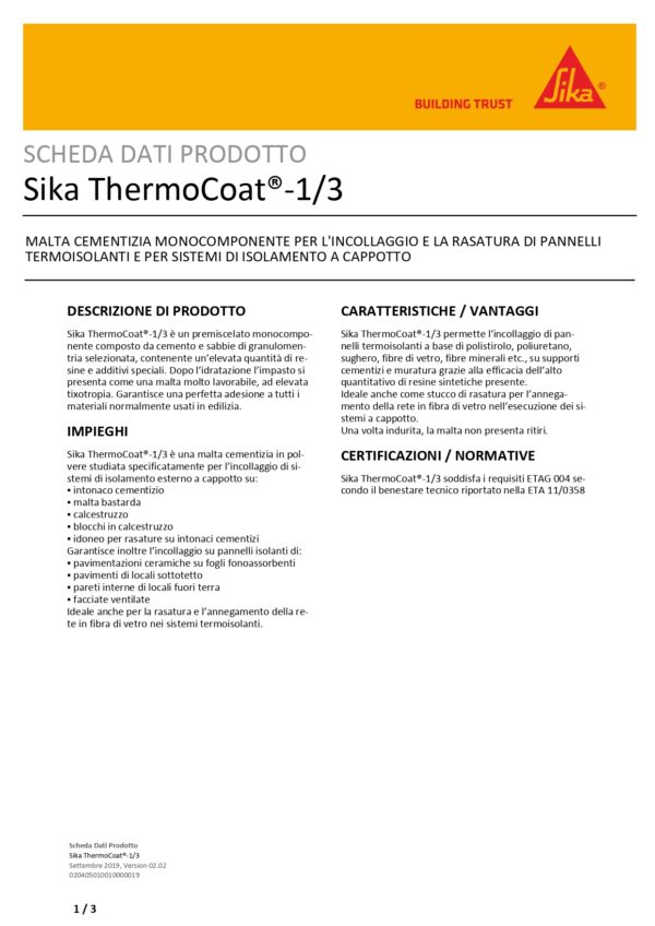 SIKAWALL-1050 THERMO BIANCO 25KG - immagine 2