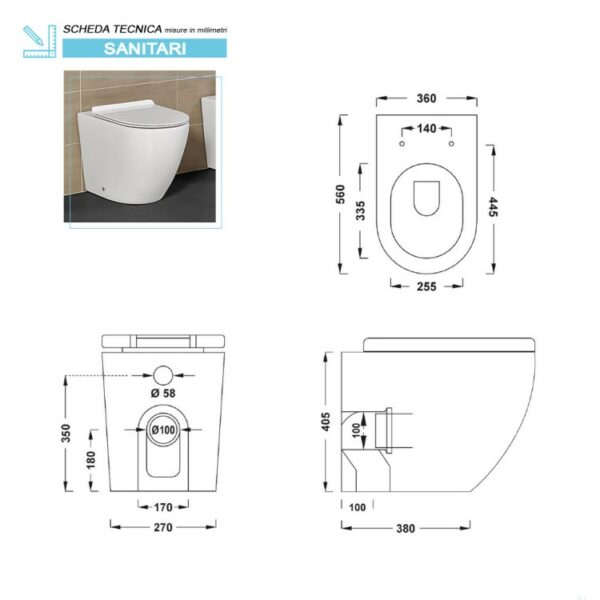 VASO RIMLESS A TERRA FILO PARETE SERIE T - immagine 2