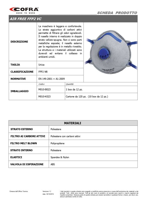 MASCHERINA PROTEZIONE COFRA FFP2 M010-K023 3 PZ - immagine 2
