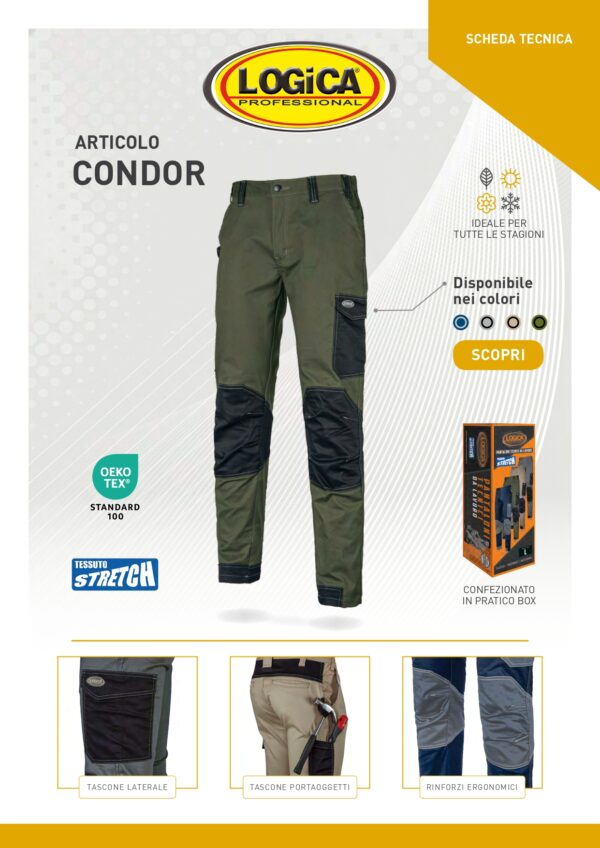 PANTALONE STRETCH BLU/GRIGIO 245 GR. TAGLIA M - immagine 2