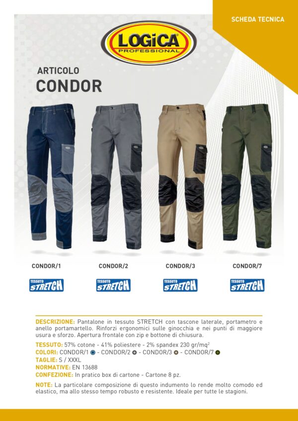 PANTALONE STRETCH BLU/GRIGIO 245 GR. TAGLIA M - immagine 3