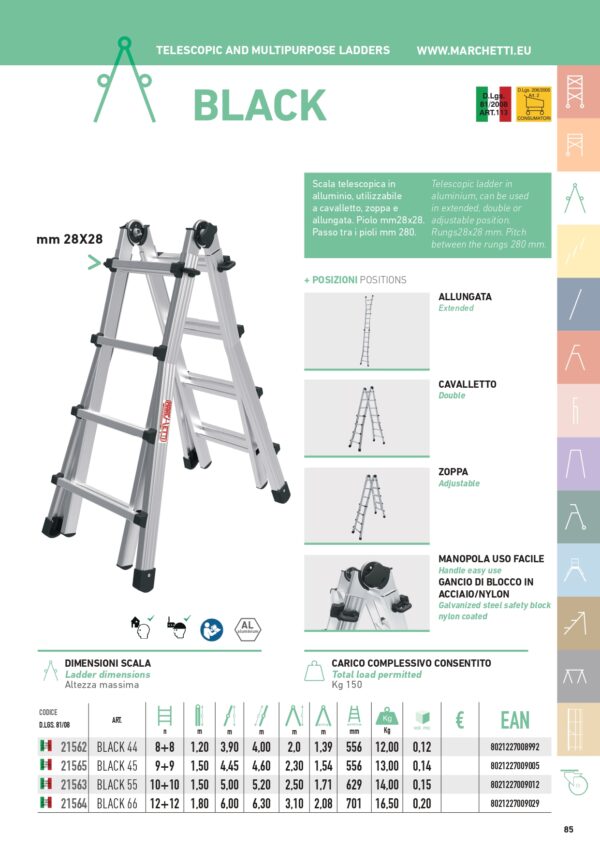 SCALA BLACK 44 8+8  M 1,30 - immagine 2