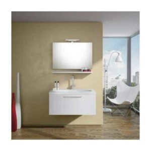 MOBILE BAGNO TOGO NOCE CHIARO BASE 92 CON 2 ANTE+SPECCHIO +LAMPADA