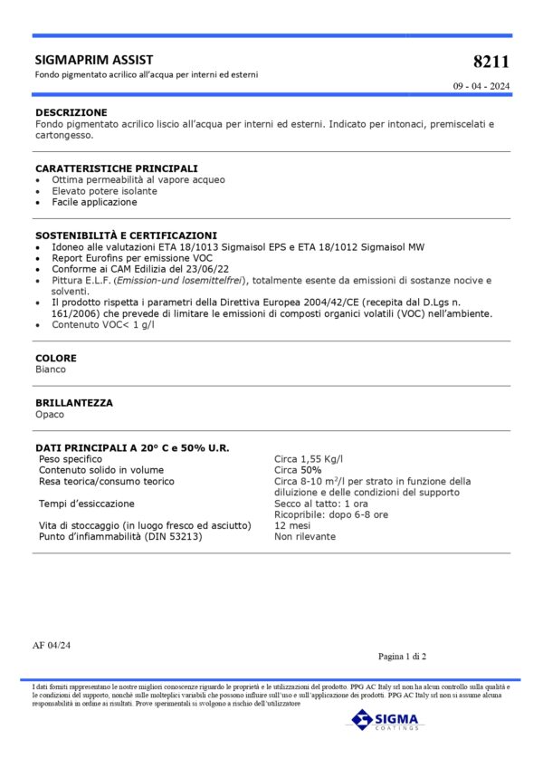 SIGMAPRIM ASSIST BIANCO L 4 - immagine 2