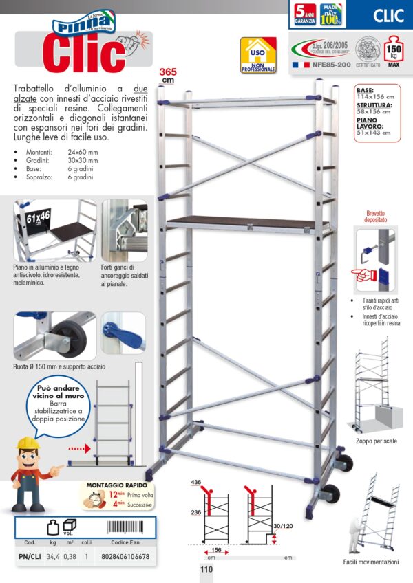 TRABATTELLO ALL. FACAL CLIC A 2 ALZATE H 365 CM - immagine 2