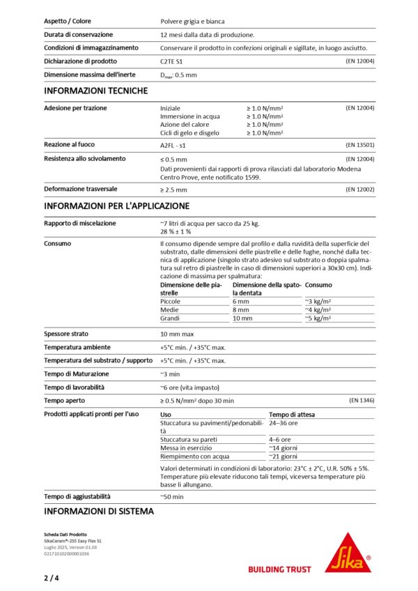SIKACERAM 255  EASY S1FLEX  BIANCO 25KG - immagine 4