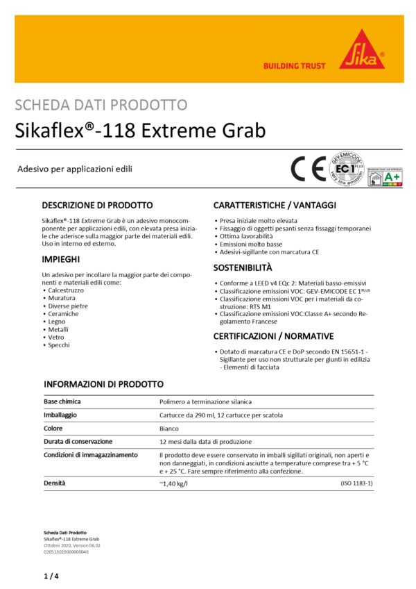 SIKAFLEX-118 EXTR.GRAB  BI.C603/12 CTR290 - immagine 2