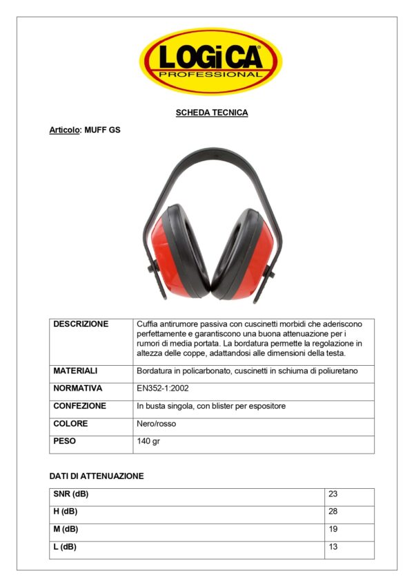 CUFFIA ANTIRUMORE MEDIA  ATTENU. LOGICA - immagine 2