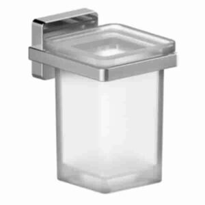 PORTA/BICCHIERE CUBO VETRO SATINATO