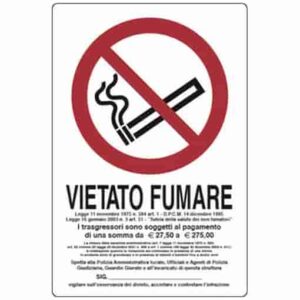 TARGA SEGNAL."VIETATO FUMARE L.311/1" 180X120