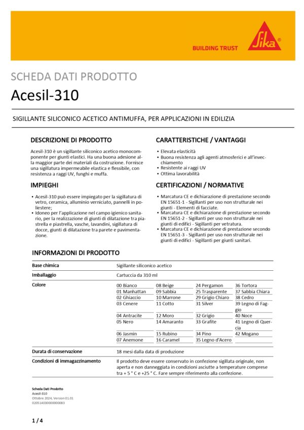 SILICONE ACESIL 310 CENERE 03 - immagine 2