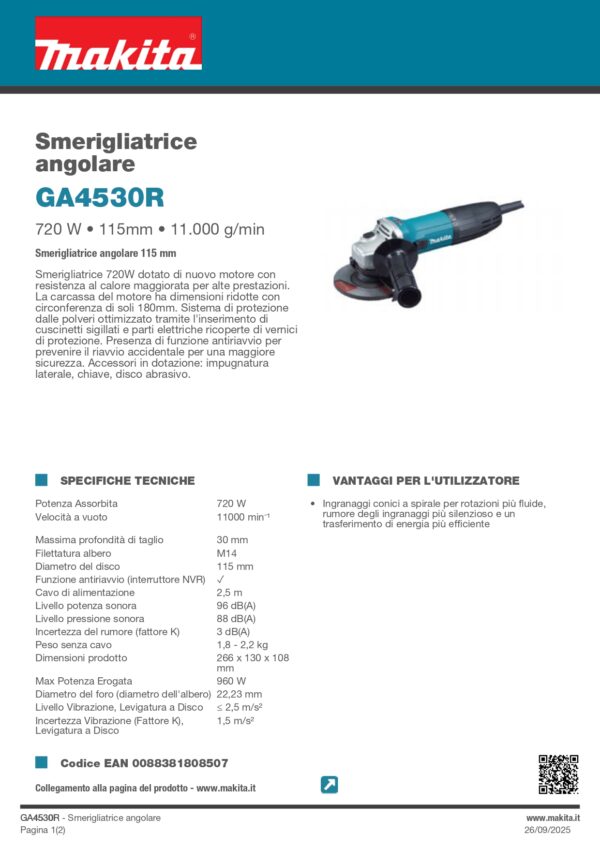 SMERIGLIATRICE ANG 720W 115MM - immagine 2