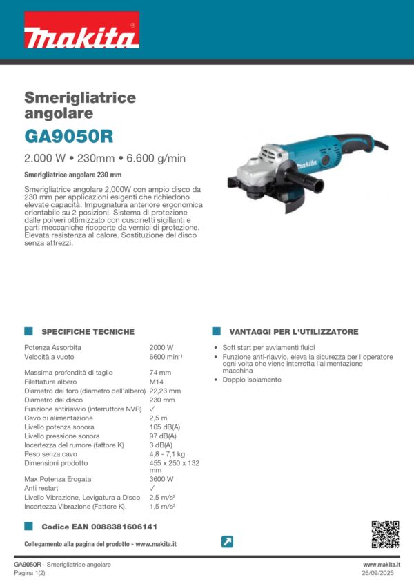SMERIGLIATRICE ANG 2000W 230MM - immagine 2