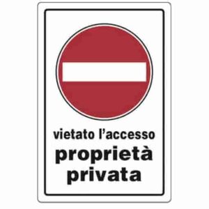 TARGA SEGNAL."PROPRIETA' PRIVATA V.A."