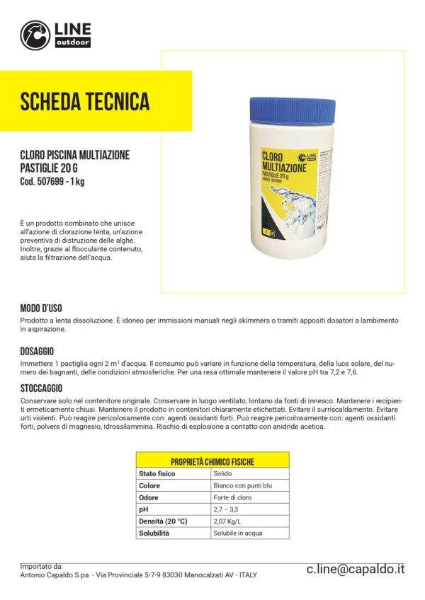 CLORO PISCINA MULTIAZIONE PASTIGLIE 20 G CF 1 KG - immagine 2