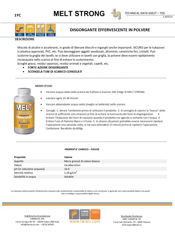DISGORGANTE IN POLVERE MELT STRONG 600 G - immagine 2
