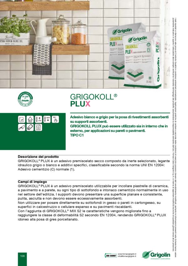 COLLA PLUX BIANCO 25 KG TIPO C1 (210) - immagine 2