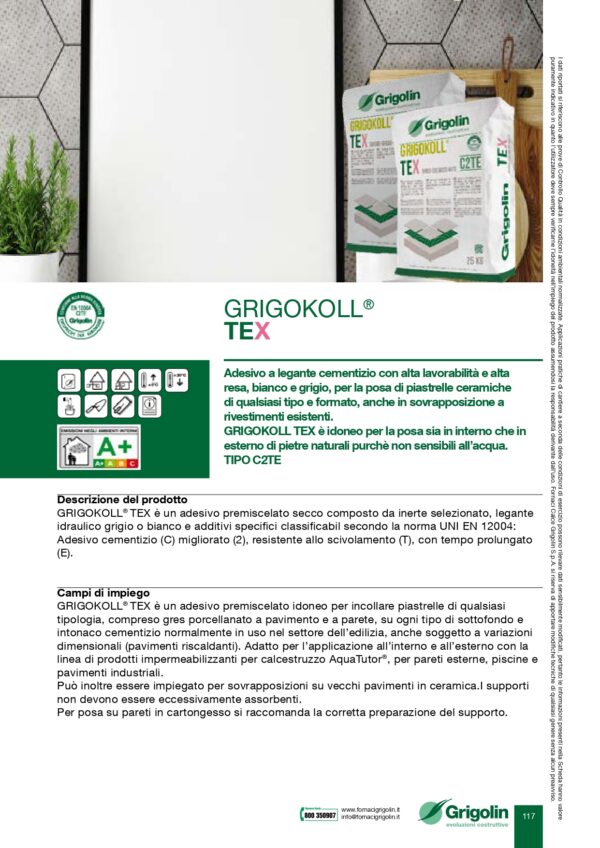 COLLA TEX BIANCO 25 KG TIPO C2TE (205) - immagine 2