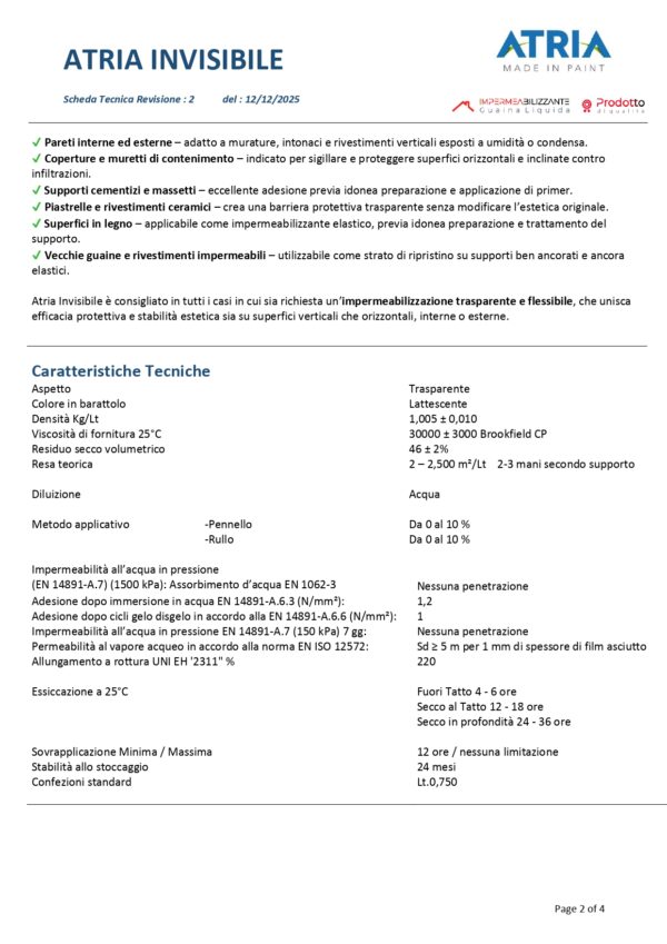 ATRIA INVISIBILE LT 2,5  IMPERMEABILLIZZANTE TRASPARENTE - immagine 3