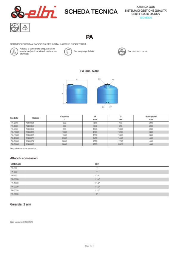 SERBATOIO POLIET.AZZURRO PA-500 - immagine 2