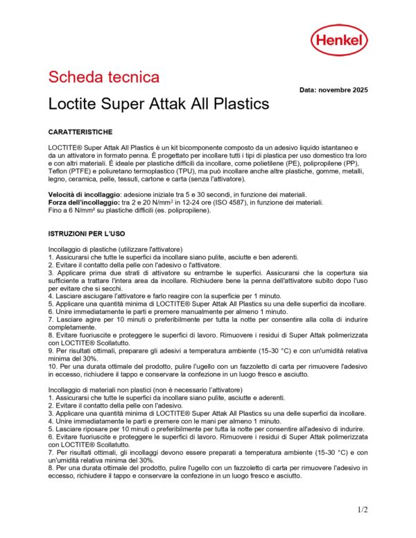 LOCTITE SA PL 2G+4ML IT N - immagine 2