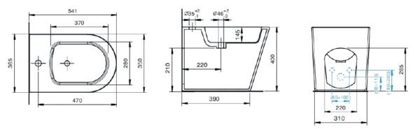 BIDET FILO MURO Q8 MONOFORO - immagine 2