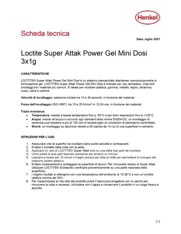 LOCTITE SUPER ATTAK POWER GEL MINI DOSI 3 X1G - immagine 2
