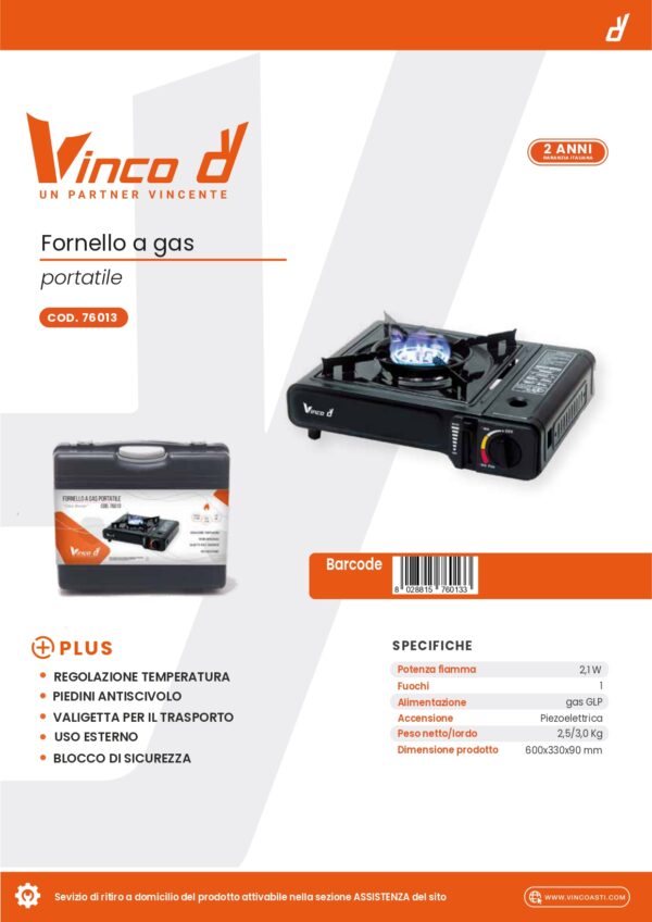 FORNELLO A GAS PORT.CON VALIGETTA 2,1KW - immagine 2