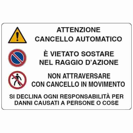 Stampa TARGA SEGN.ATTENZIONE CANCELLO AUTOMATICO - immagine 1