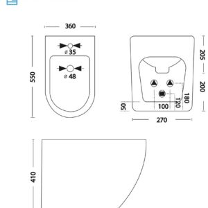 BIDET A TERRA FILO PARETE SERIE T NERO OPACO
