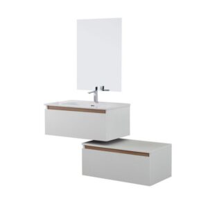 MOBILE SOSPESO 2 CASS 80 CM BIANCO FRASS VASCA A FILO LINEA REVITAL